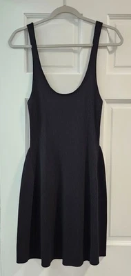 Mini Vestido MAJE PARIS Fit & Flare Negro Elastizado Acanalado Tejido Talla 40/US Grande NUEVO Foto 1 de 4