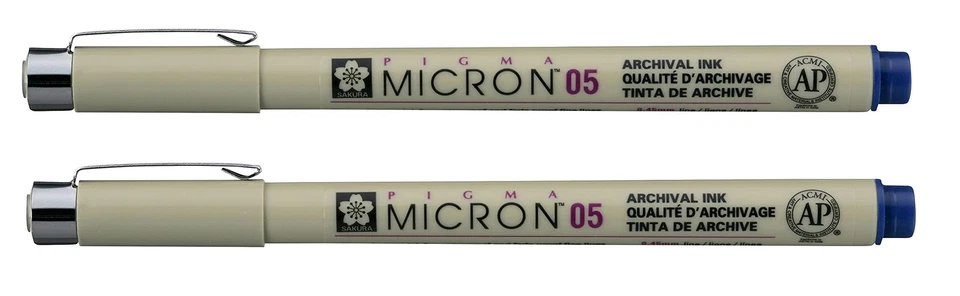 Plumas marcadoras Royal Blue Pigma Micron 2 unidades resistentes a la decoloración calidad de archivo Foto 1 de 4