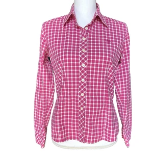 Lilly Pulitzer Blouse Size 4 Pink Plaid Button Down Vintage Shirt - Picture 1 of 6