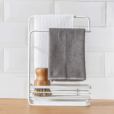 Soporte de esponja con bandeja de drenaje, estante para paños de cocina fregadero carrito organizador para Sp Foto 1 de 4