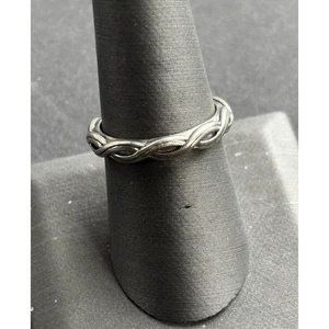 PANDORA 925 STERLING SILVER BRAIDED BAND RING SIZE 8 SKY - Picture 1 of 5