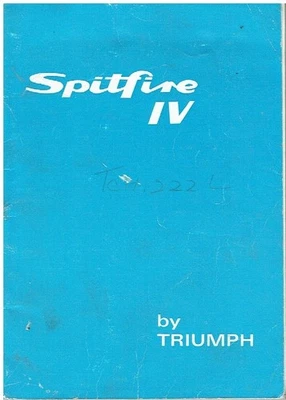 TRIUMPH SPITFIRE MkIV ORIGINAL 1972 OWNERS INSTRUCTION & MAINTENANCE HANDBOOK - Image 1 of 2