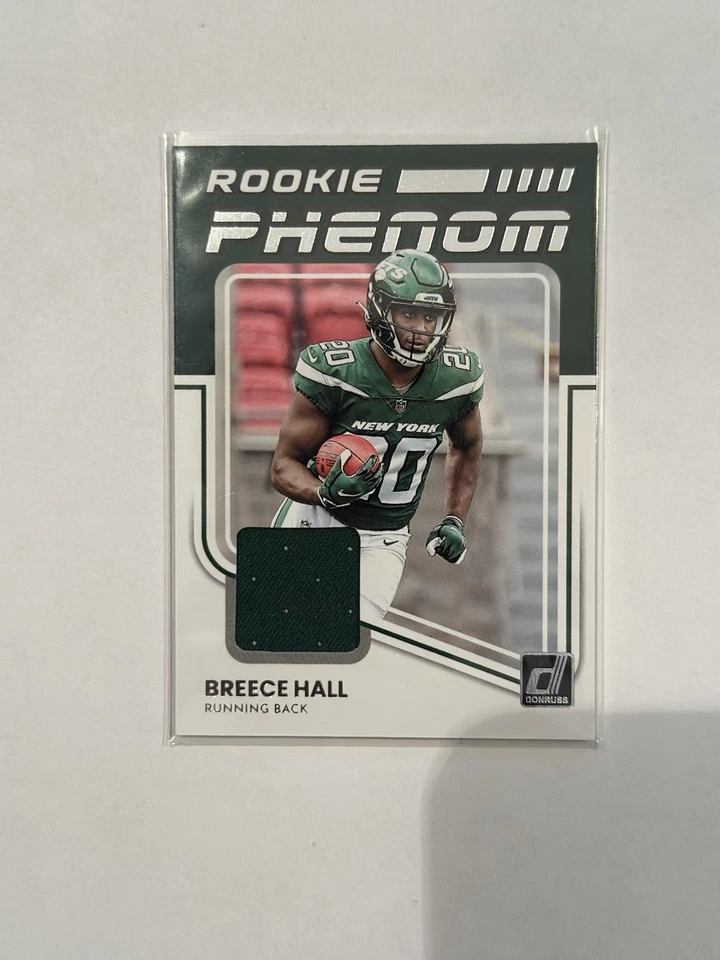 BREECE HALL 2022 PANINI DONRUSS #RPJ-13 ROOKIE ROOKIE PHENOM JERSEY RC JETS - Image 1 of 2