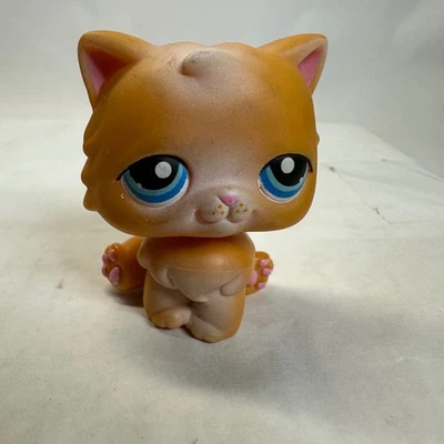 Littlest Pet Shop LPS Naranja Blanco Gato Persa #153 Ojos Azules Patas Rosa Hasbro Foto 1 de 4
