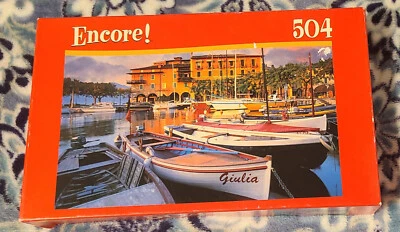 Encore! "Torri Del Benaco Harbor" Sail Boats 2009 New In Box 10+++ 10 3/4" X 18" - Image 1 of 4
