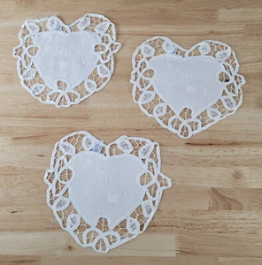 Vintage Imperial Elegance 8" HEART LACE DOILIES White Lot of 3 100% Cotton NOS - Picture 1 of 4