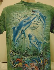 Vintage Mountain T shirt Dolphins Sharks Whales Ocean Aquarium T shirt Adult Med