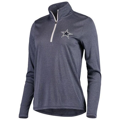 Dallas Cowboys Women's Darcy 1/4 Zip Pullover Jacket - Heathered Navy Cover
