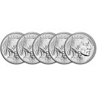 Five (5) 1 oz Silver Round Cnt Buffalo Design .9999 Fine