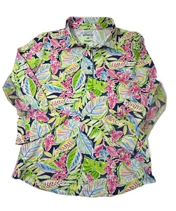 Ibkul Knit Mesh Panel 3/4 Sleeve Golf Top Women's Medium Pullover UV Collar - Picture 1 of 8