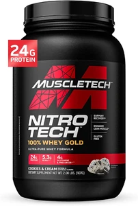 Whey Protein Powder (Cookies & Cream, 2LB) - Nitro-Tech Whey Protein Isolate ... - Picture 1 of 1