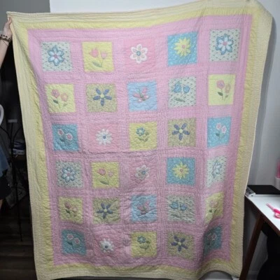 Edredón Pem America London Fog Girls algodón retazos talla completa rosa floral casa de campo Foto 1 de 4