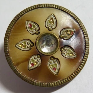Victorian Celluloid Perforate Button - Paste OME - Picture 1 of 5