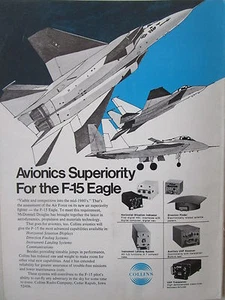 4/1973 PUB COLLINS US AIR FORCE F-15 EAGLE AVIONICS UHF ILS HORIZON ORIGINAL AD - Imagen 1 de 1