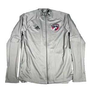 FC Dallas Adidas Full Zip Track Jacket MLS Size Medium Gray - Picture 1 of 8