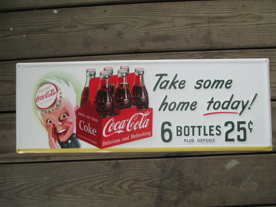 Coca-Cola Steel Retro Advertising Sign Sprite Boy Take Some Home Today 6 Pack - Image 1 of 4