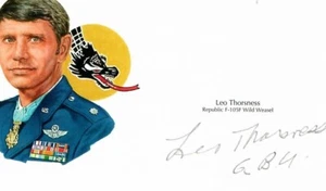 Litografía Leo Thorsness firmada a mano corte firma GOE Vietnam MOH (d) F-105F B - Imagen 1 de 1