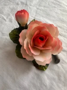 Vintage Capodimonte Italy 2 Pink a Roses-Ceramic Flowers Gorgeous ART WALL HANG - Picture 1 of 12