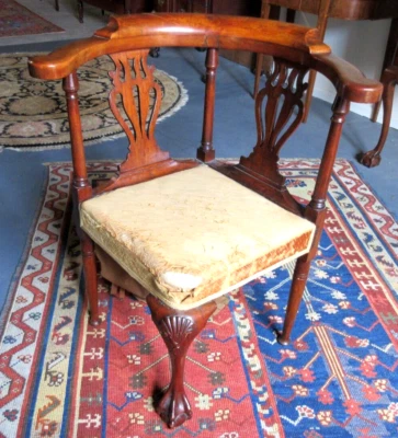 ANTIQUE CIRCA 1760 AMERICAN MAHOGANY ROUNDABOUT CHAIR BOSTON, HAWKSWORTH ESTATE - Image 1 of 4