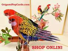 ORIGAMI POP CARDS LUXURY Eastern Rosella Parrot Australian Bird Merry Christmas