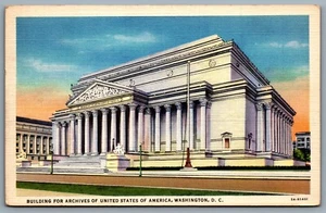 Postcard Washington D.C. 1935 Building for Arhives of United States of America - Picture 1 of 2