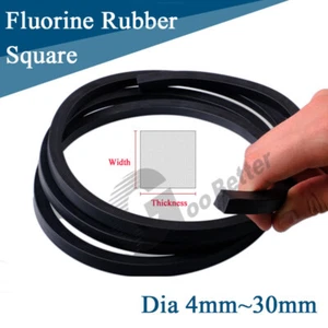 Black Solid FKM Fluorine Rubber Strip Seal Square Cord Seal Strip Dia 4mm~30mm - Picture 1 of 6