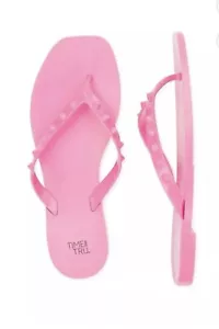 Schöne rosa Time and Tru Damen Nieten Gummi Flip Flop Sandalen neu ohne Etikett Größe 8 - Bild 1 von 12