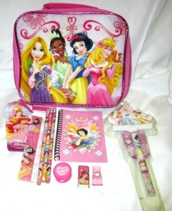 Walt Disney Princess&Friends 9.5" Pink Lunch Bag,Pencil Case&Stationary+Bonus - Picture 1 of 3