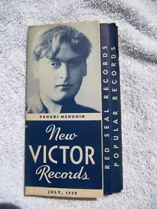 July 1938 NEW VICTOR RECORDS Supplement Yehudi Menuhin RECORD CATALOG . - Picture 1 of 2