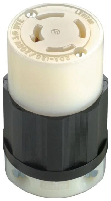 Leviton 7413-C 20A 120/208V Locking Connector - Black/ White