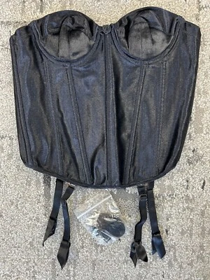 Sujetador acolchado Fredericks of Hollywood corsé negro bustier y correas de liga talla 34A Foto 1 de 4