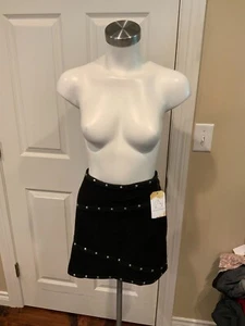 The Kooples schwarzer Nieten Tweed Wolle Minirock, Größe 6 (US) 40 (IT) - Bild 1 von 6