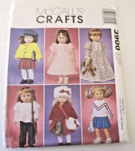 McCalls #3900 Puppe Schnittmuster 18 Zoll Puppenkleid, Mantel, Rock, Hose - Bild 1 von 4