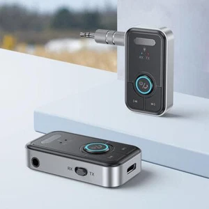Bluetooth 5.3 Transmitter Receiver Wireless Audio Jack Aux Adapter w/ Mic New - Photo 1/14