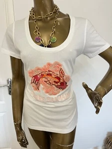 BALMAIN Paris KOI Fish T shirt Top UK 8/10 RRp £275 - Picture 1 of 7