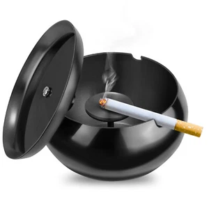 Ashtray with Lid for Cigarette Stainless Steel Smokeless Odorless Ashtrays - Picture 1 of 7