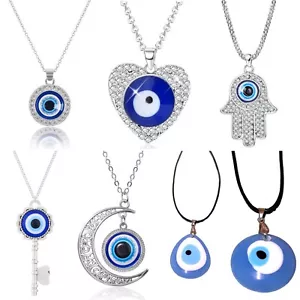 Eye Evil Eye Pendant Necklace Leather/Metallic Rope Lucky Protection UK - Picture 1 of 15