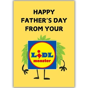 Funny Father's Day Card From Son Daughter Child LIDL Monster For Dad Daddy Gift - Picture 1 of 8