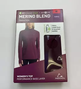 Paradox Women's Merino Blend Performance Base Layer Long Sleeve Shirt, Purple, M - Picture 1 of 6