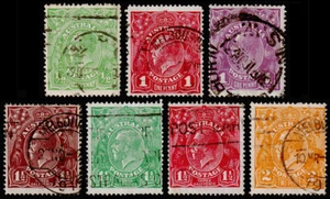 Australia Scott 19, 21-22, 24a, 25-27 (1914-24) Used F-VF, CV $13.55 P - Picture 1 of 1