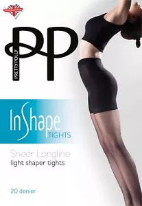 Pretty Polly in Form leicht formende Strumpfhose durchsichtig Longline 20 Denier Körperformung - Bild 1 von 4