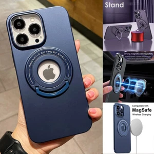 Custodia per iPhone 12 13 14 15 16 asta di spinta nascosta supporto metallo magnetico MagSafe - Foto 1 di 36