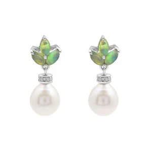 925 Sterling Silber Natürlicher Äthiopischer Opal Edelstein Perle Ohrhänger S... - Bild 1 von 3