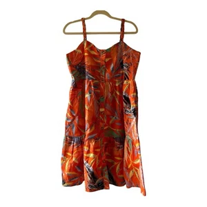 beach lunch lounge short sleeveless dress tiered Baby Doll linen tropical sz L - Picture 1 of 8
