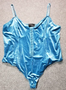 Cider Neu mit Etikett Damengröße 4XL türkis/blau Samt Spaghettiträger Body Anzug - Bild 1 von 7