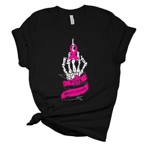 Womens Breast Cancer Awareness Skeleton Hand F Breast Cancer Short Sleeve - Picture 1 of 1