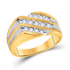 3 Row Fashion Ring 1/2 Cttw 10kt Two-tone Gold Mens Round Diamond Diagonal