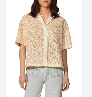 Sandro Paris Women's Shirt Size 1 / S Lace Collared SFPCM00436 - Image 1 of 4