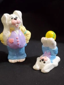 California Creations 2 FAMILIA COLA DE ALGODÓN figuras de conejos pueblo de Pascua PINTADO - Imagen 1 de 5