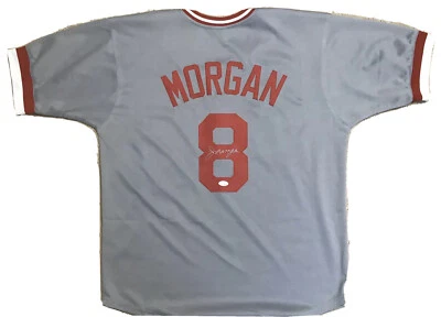 Joe Morgan Autographed Grey Cincinnati Reds Large Custom Jersey w/ JSA COA - Image 1 of 4